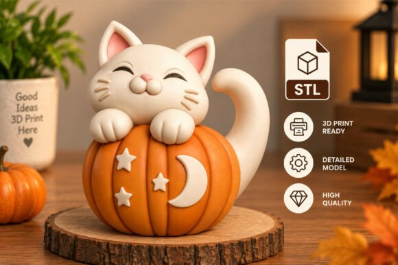 Cute Halloween Ghost 3D STL File  Printable Spooky Ghost Figurine - Image 8