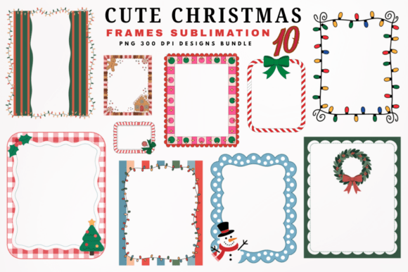 Cute Christmas Frames Sublimation Design Graphics
