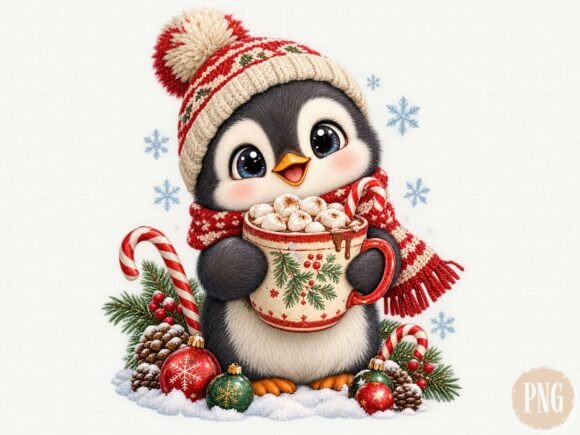 Cute Christmas Penguin PNG, Winter Holid