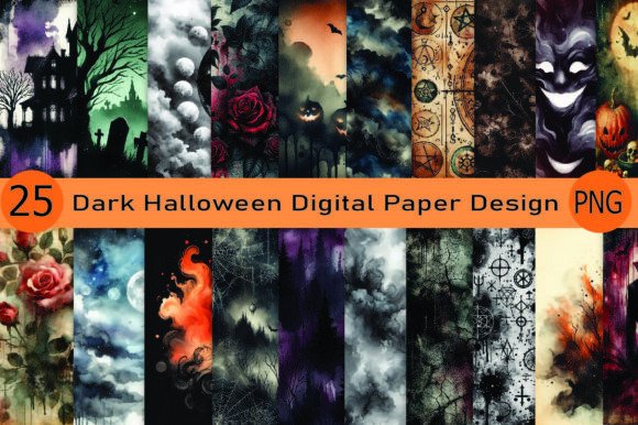 Dark Halloween Digital Paper Backgrounds