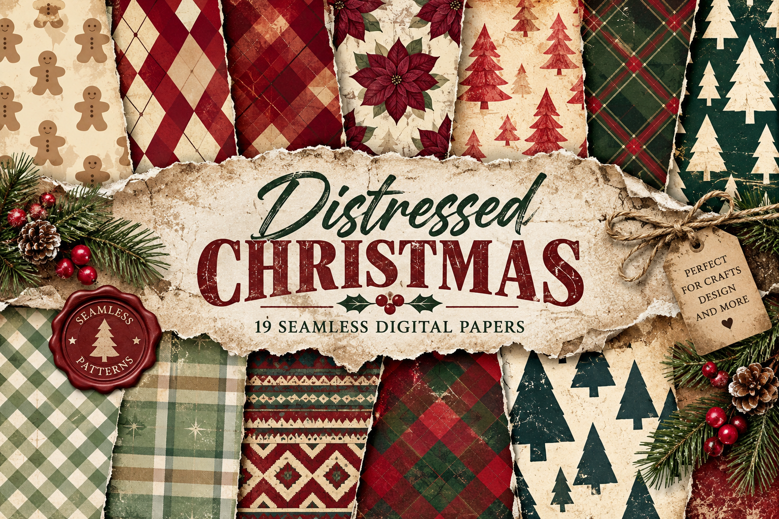 Distressed Christmas Digital Pattern