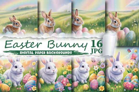 Easter Bunny Digital Paper Backgrounds