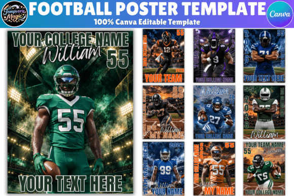 Football Poster Canva Editable Template