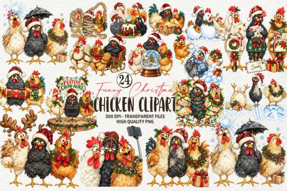 Funny Christmas Chicken Clipart