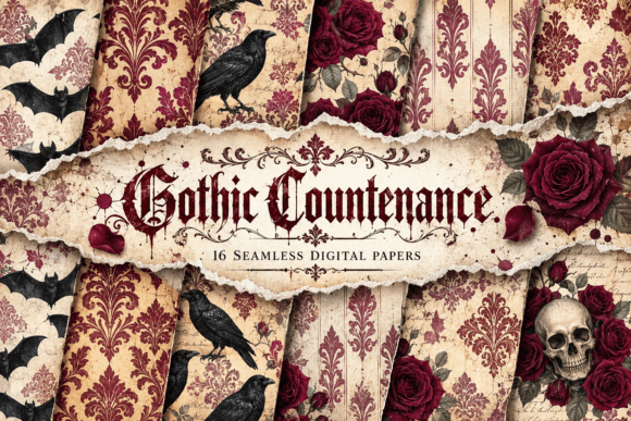 Gothic Countenance Seamless Pattern