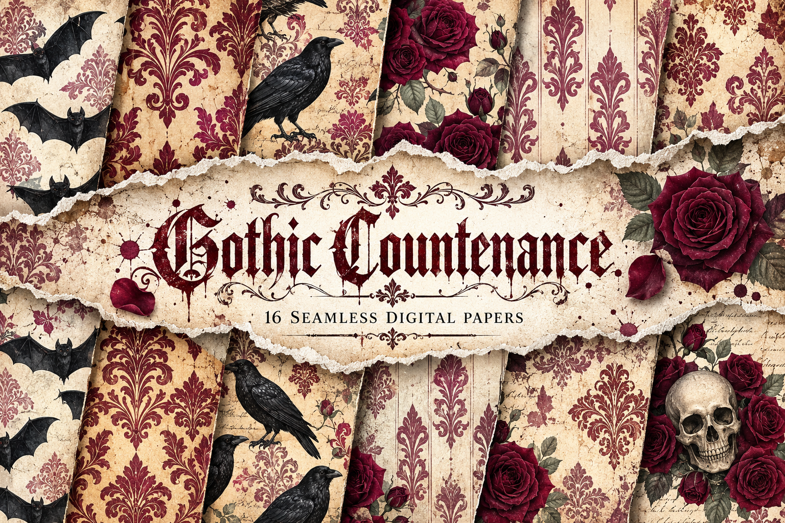 Gothic Countenance Seamless Pattern