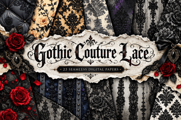 Gothic Couture Lace Digital Papers
