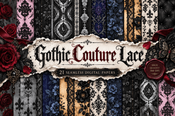 Gothic Couture Lace Digital Papers