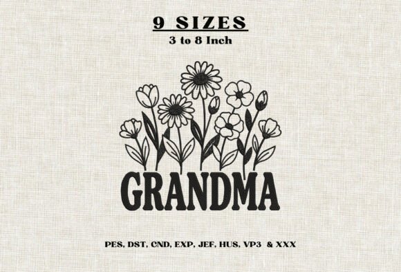 Grandma Wildflower Floral Embroidery DST
