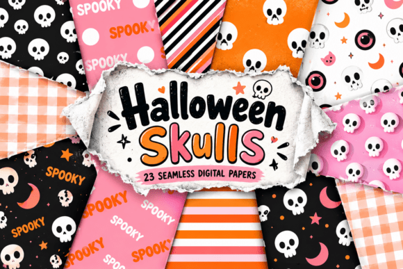 Halloween Skulls Digital Paper