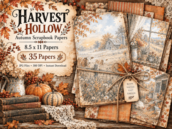 Harvest Hollow 8.5x11 Autumn Backgrounds