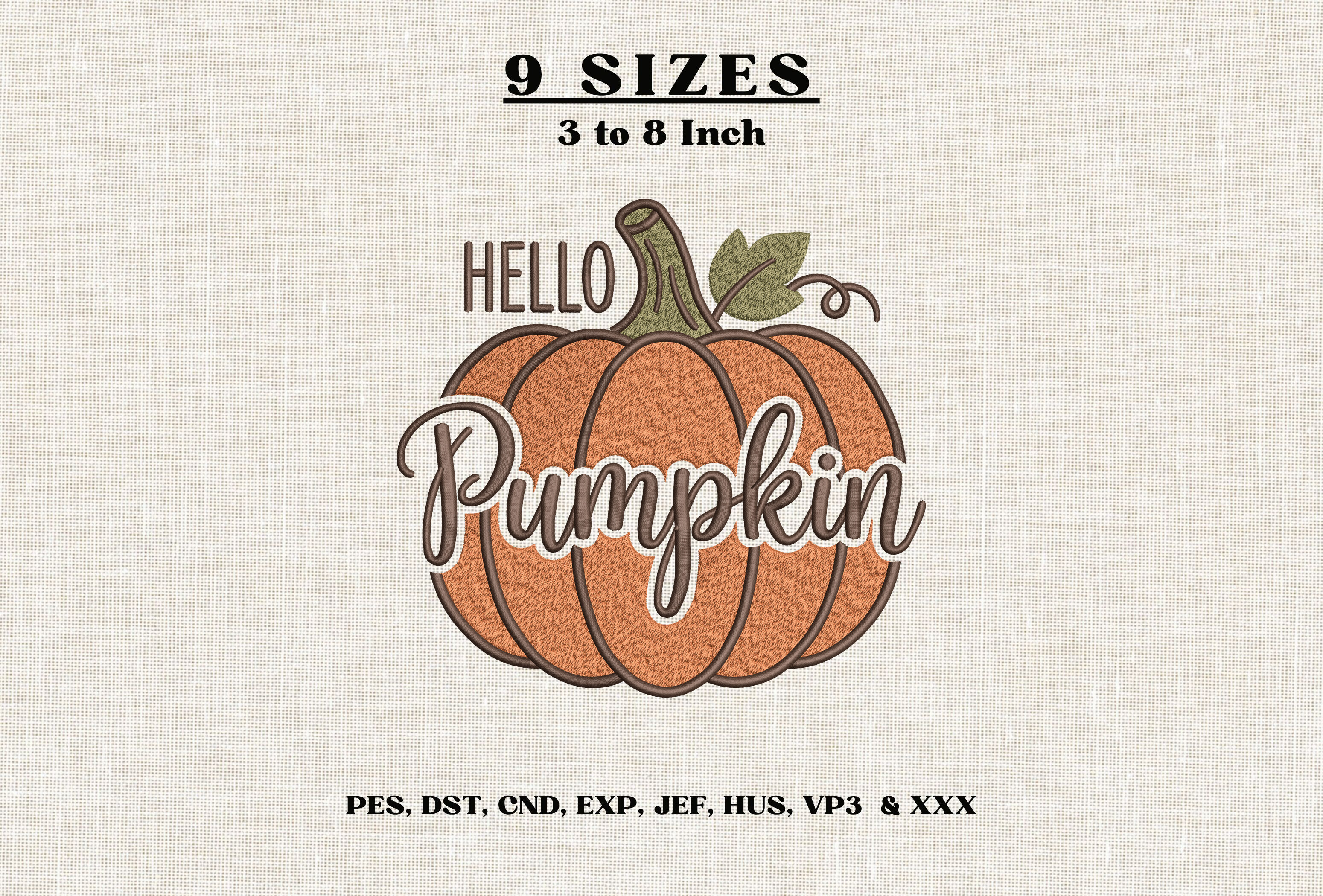 Hello Pumpkin Fall Machine Embroidery