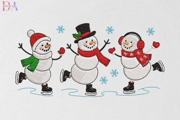 Ice Skating Snowman Trio