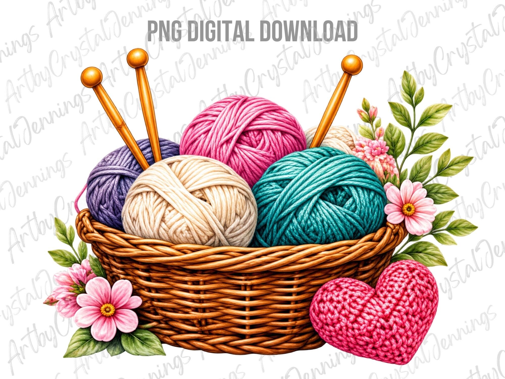 Knitting Crochet Yarn Watercolor PNG