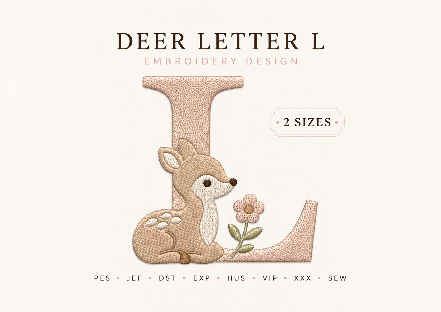 Letter L Baby Deer Embroidery Design