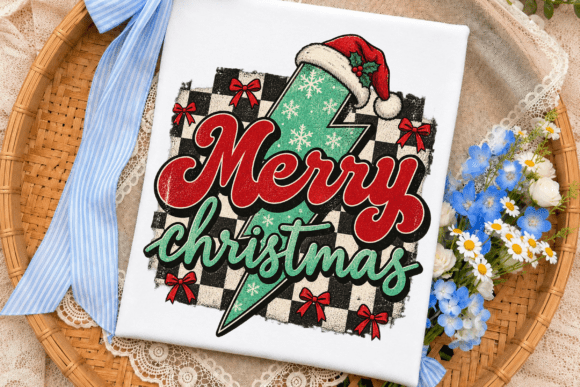 Merry Christmas Lightning Bolt PNG Tee