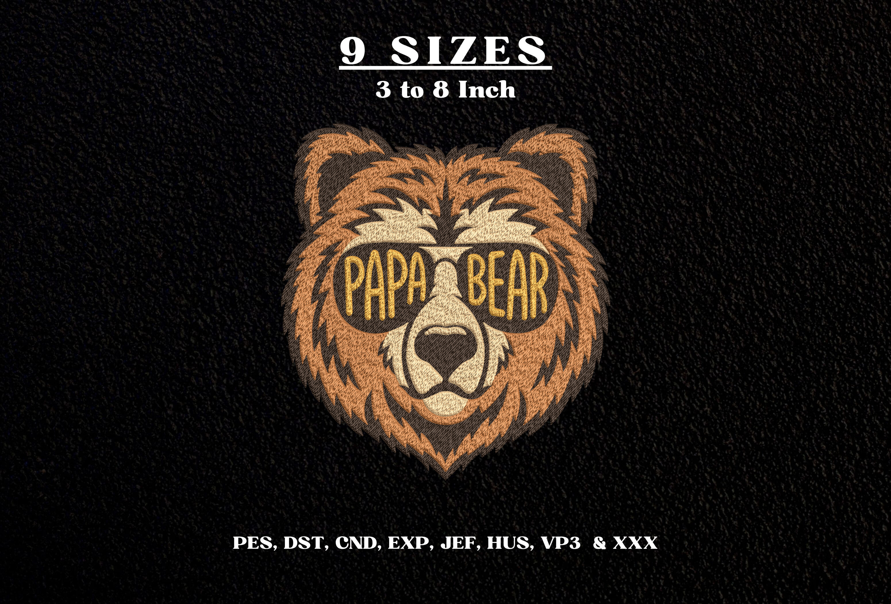 Papa Bear Sunglasses Machine Embroidery