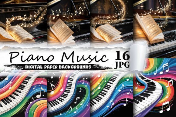 Piano Music Digital Paper Backgrounds
