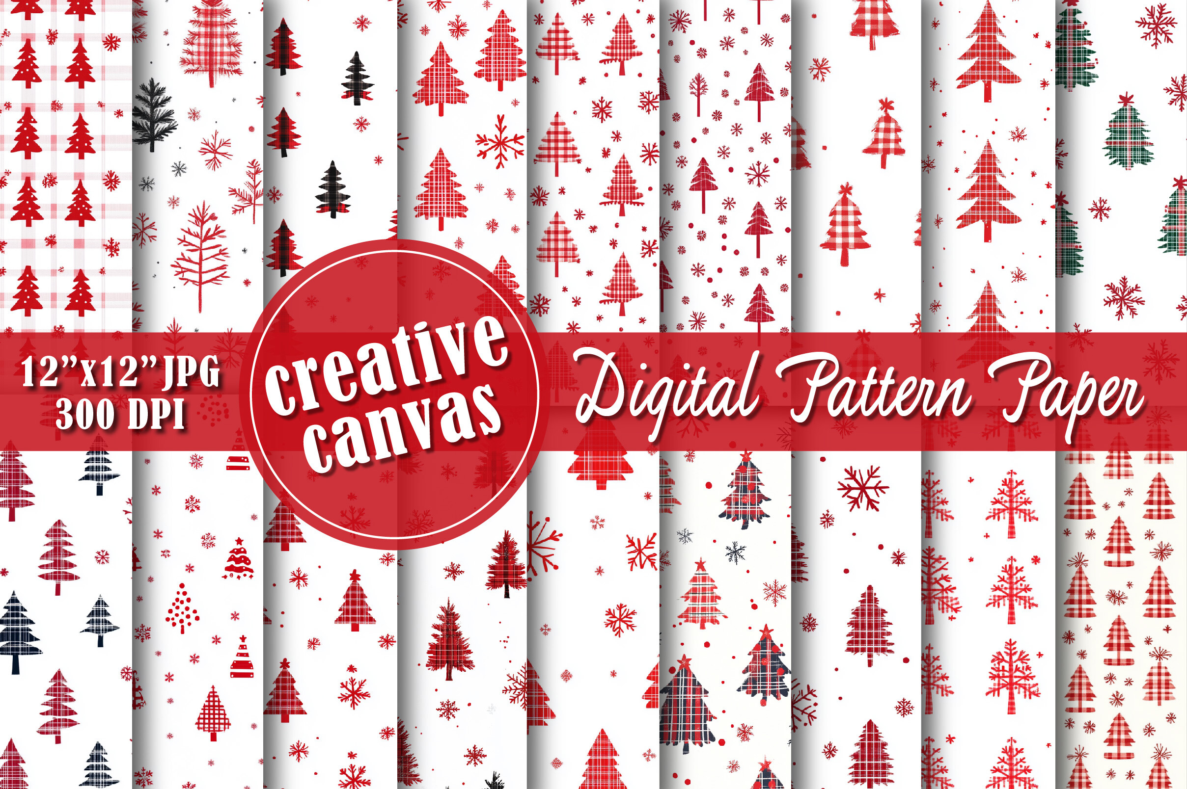 Plaid Christmas Tree Seamless Patterns
