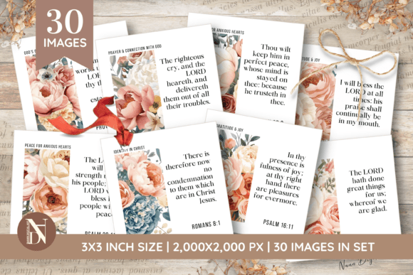 Printable 30 Floral Scripture Cards Set