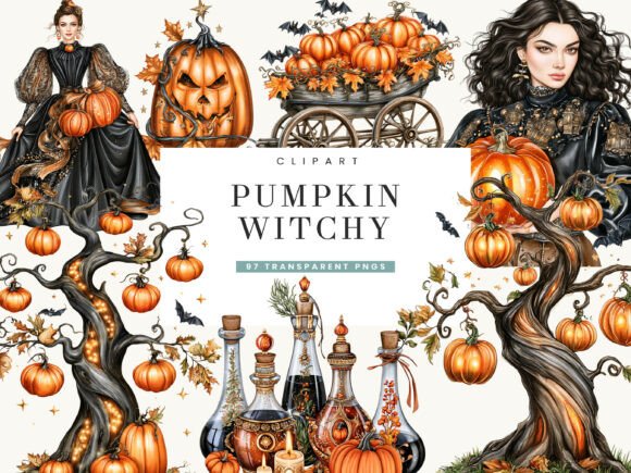 Pumpkin Witchy Clipart Bundle
