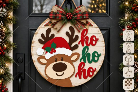 Reindeer Christmas DIY Door Hanger Kit laser cut file