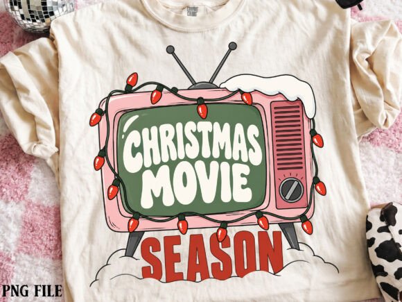 Retro Christmas Movie Season PNG Grafica Illustrazioni Stampabili Di daily.arts