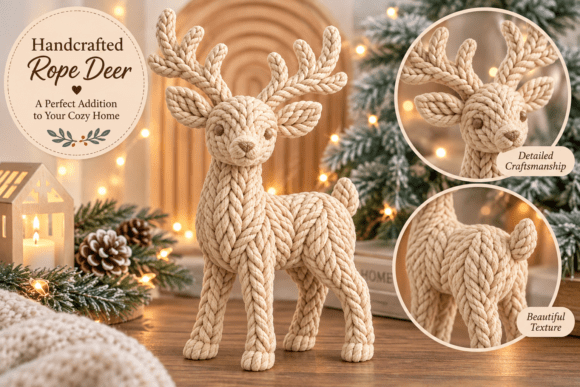 Handcrafted Rope Deer STL – Boho Macrame Style 3D Printable Holiday Decor - Image 2