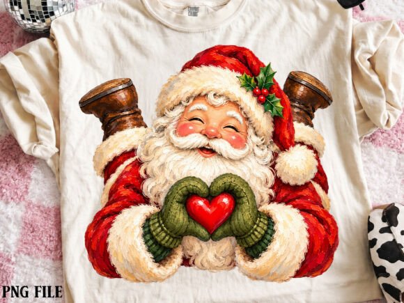 Santa Heart Christmas PNG Gráfico Ilustraciones Imprimibles Por daily.arts