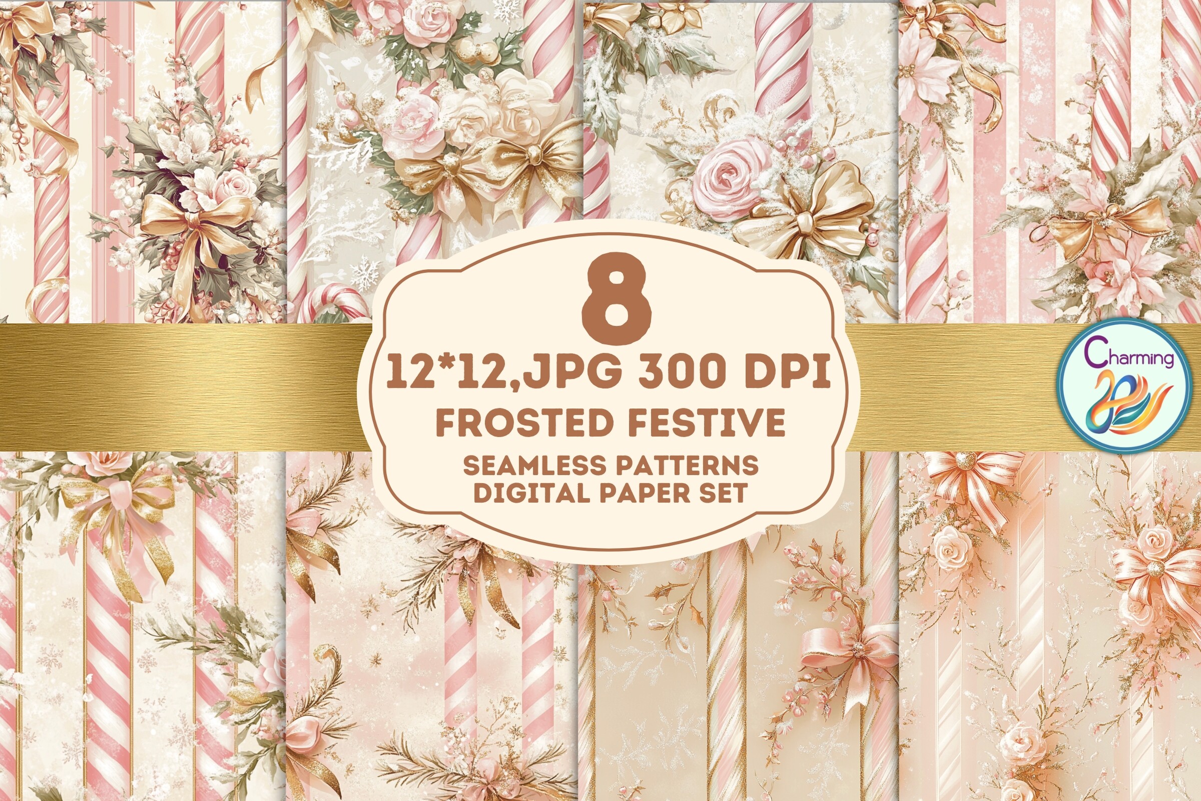Seamless Paper: Frosted Festive Elegance