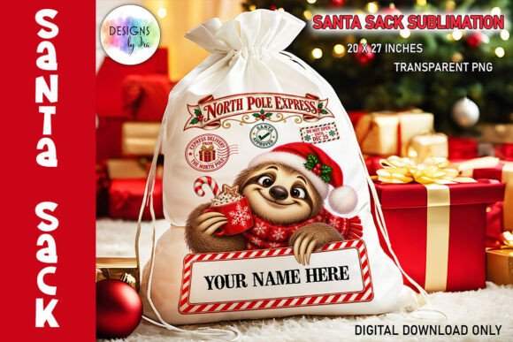 Sloth Santa Sack Sublimation