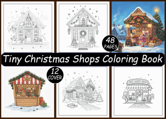 Tiny Christmas Shops Coloring Book