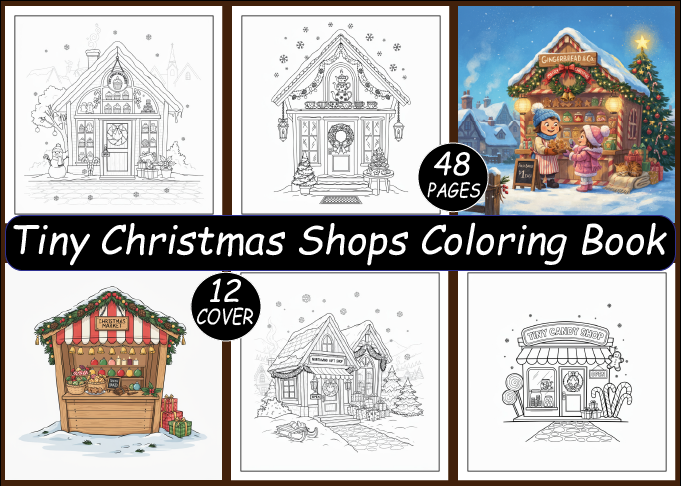 Tiny Christmas Shops Coloring Book