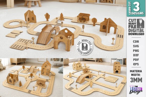 Toy Car Track Playset Laser Cut Bundle