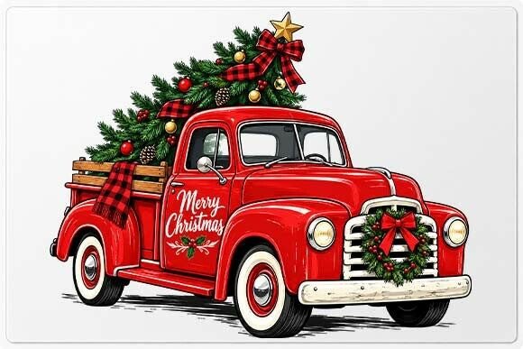 Vintage Christmas Truck PNG
