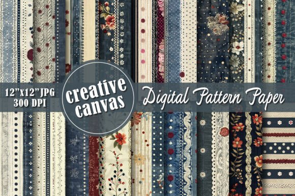 Vintage Floral Stripe Seamless Patterns