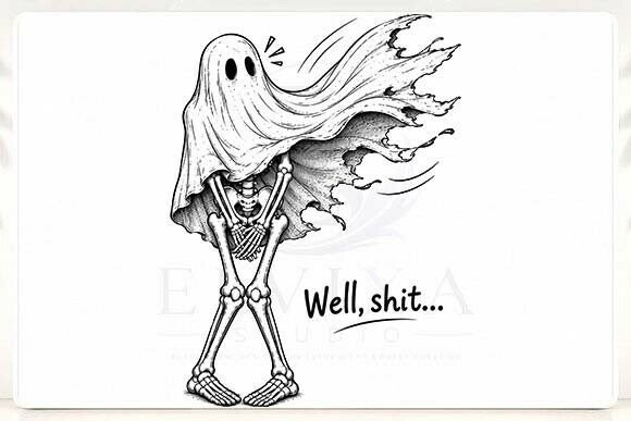 Well Shit Skeleton Ghost Halloween PNG