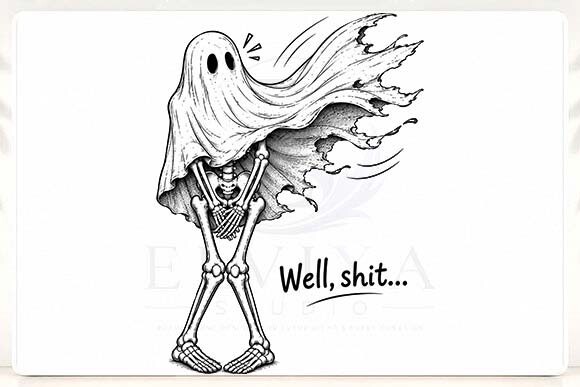 Well Shit Skeleton Ghost Halloween PNG