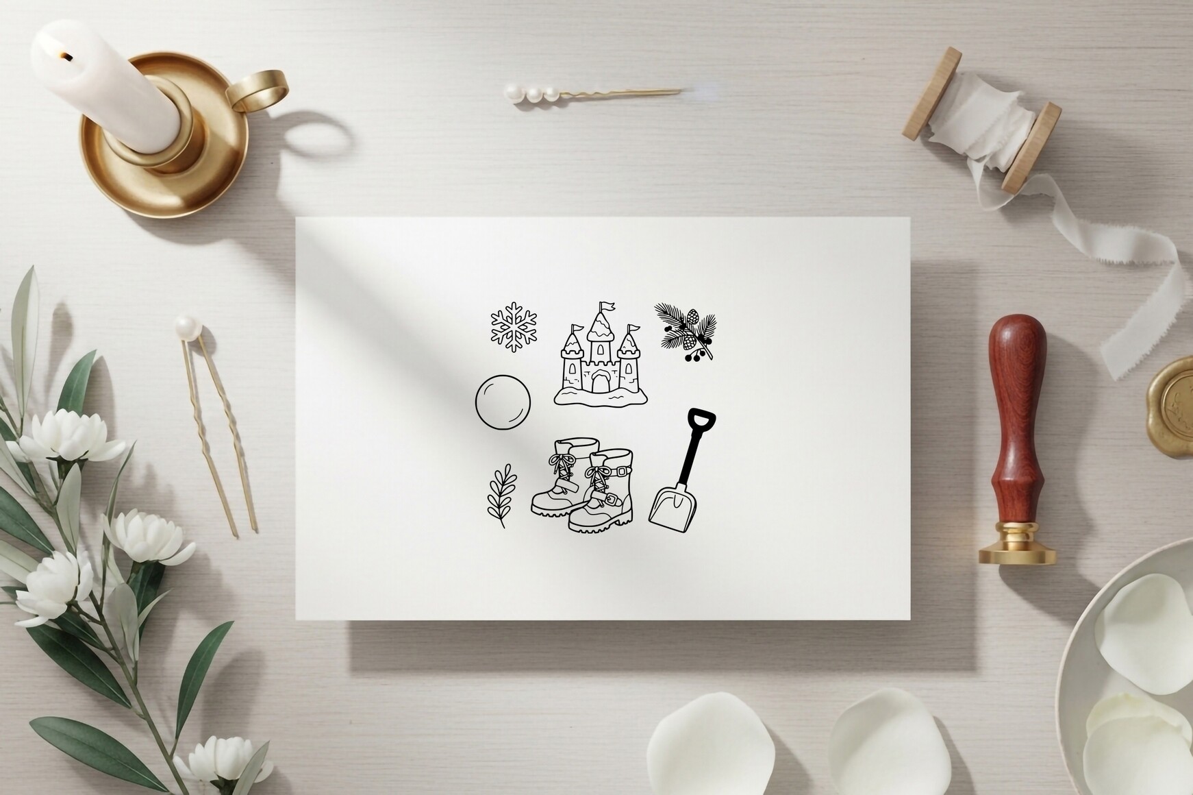 Winter Play Coloring Page Illustration