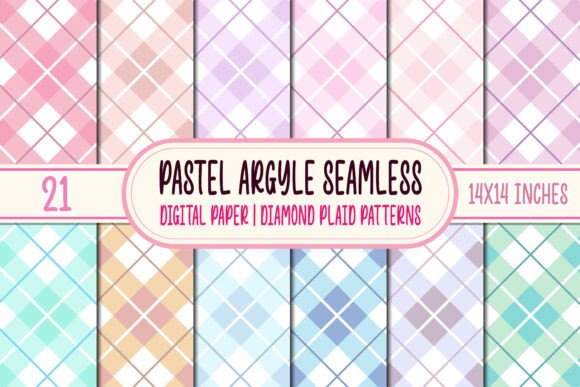 21 Pastel Argyle Digital Paper