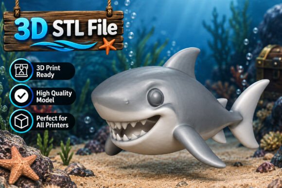 Cute Shark STL File 3D Printable Ocean Figurine for Desk Decor & Gifts - Image 2