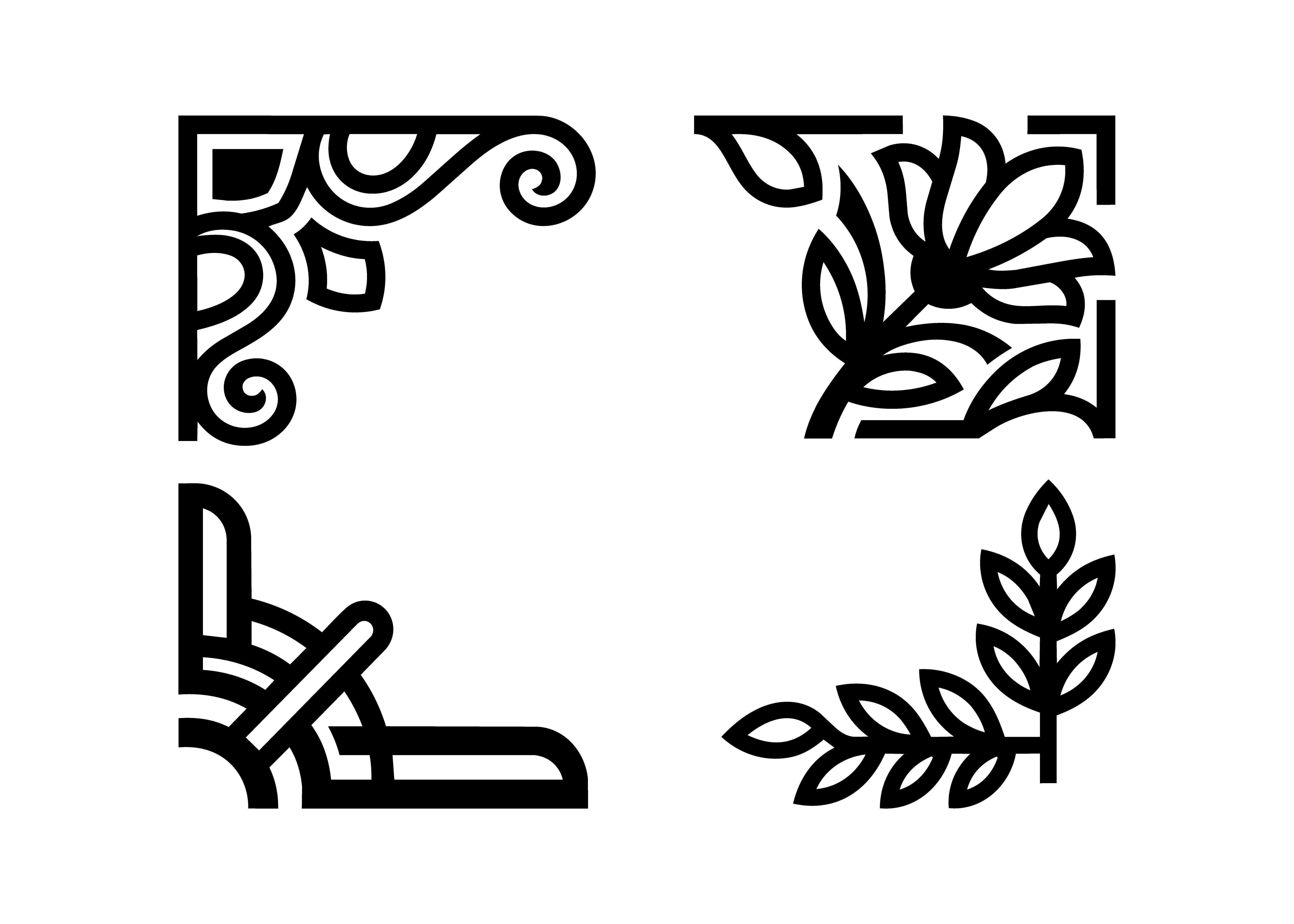 Artistic Four Corner Vector Cut Designs