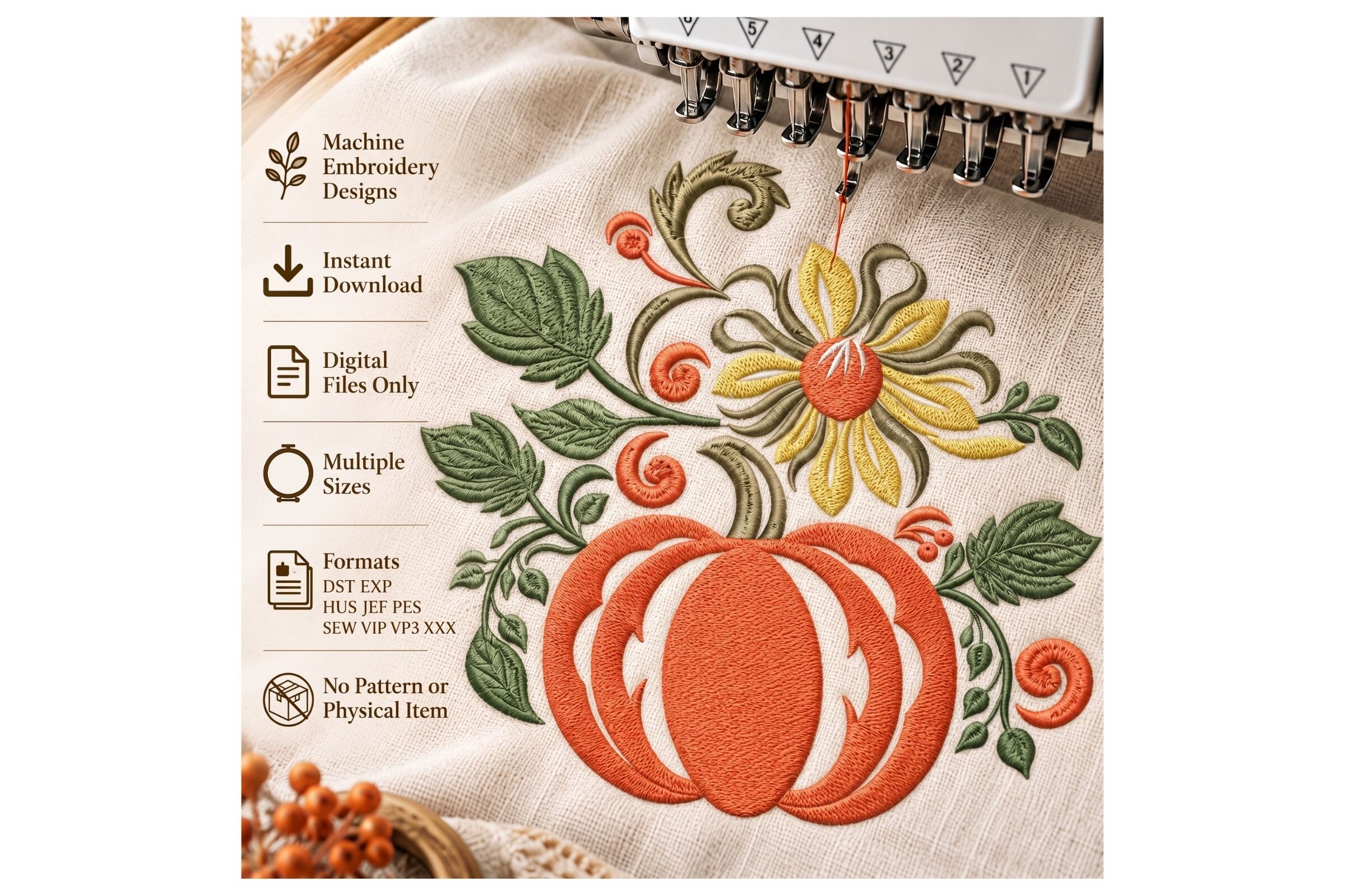 Autumn Pumpkin Floral Fall Harvest