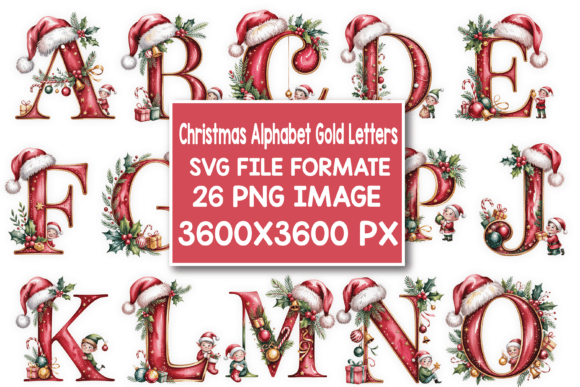 Christmas Alphabet Gold Letters Png Bund