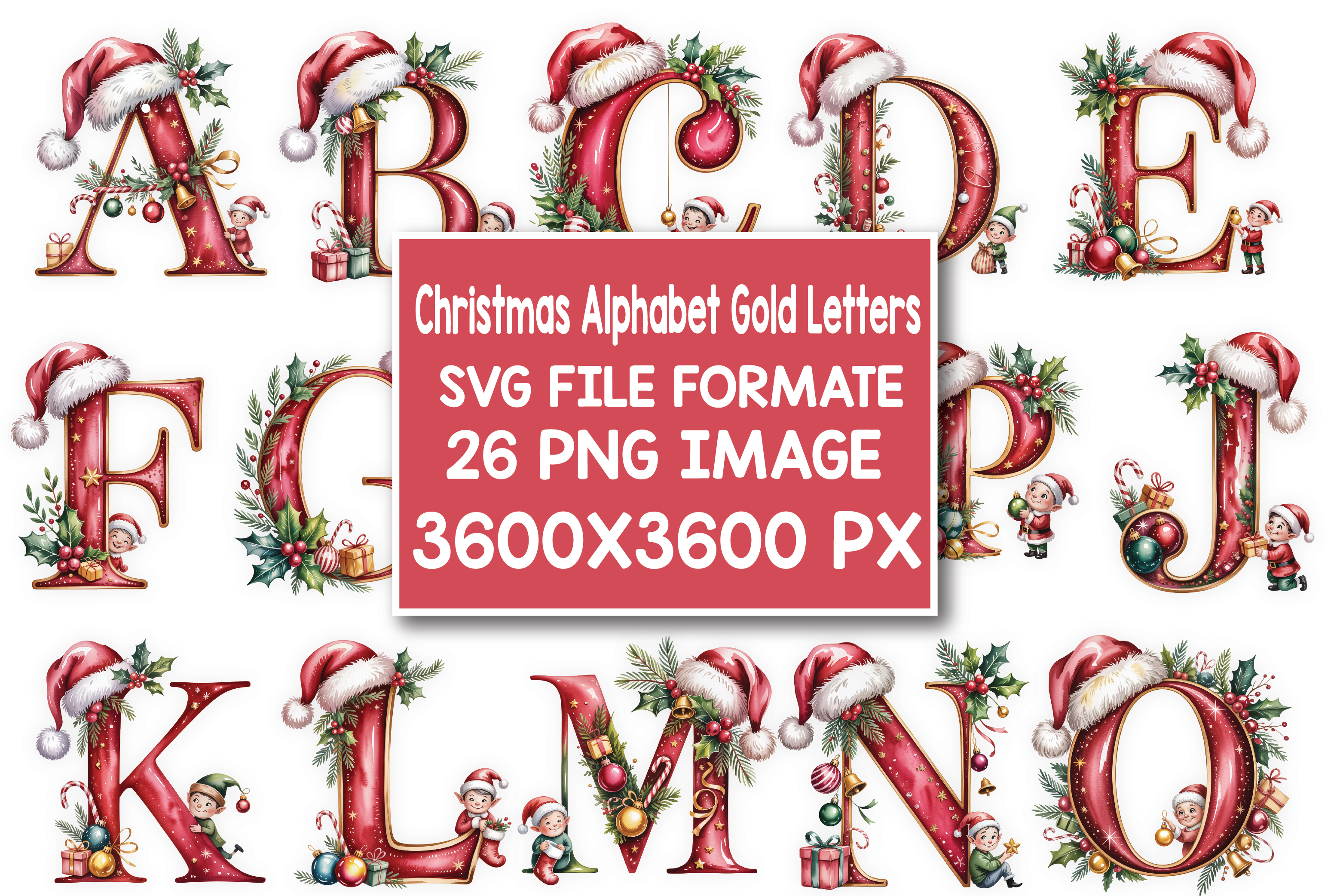 Christmas Alphabet Gold Letters Png Bund
