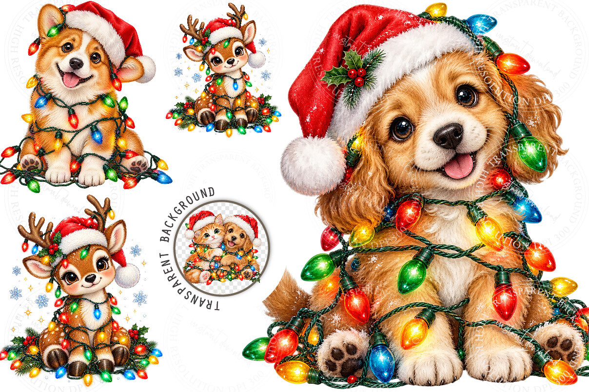 Christmas Dogs Clipart Bundle