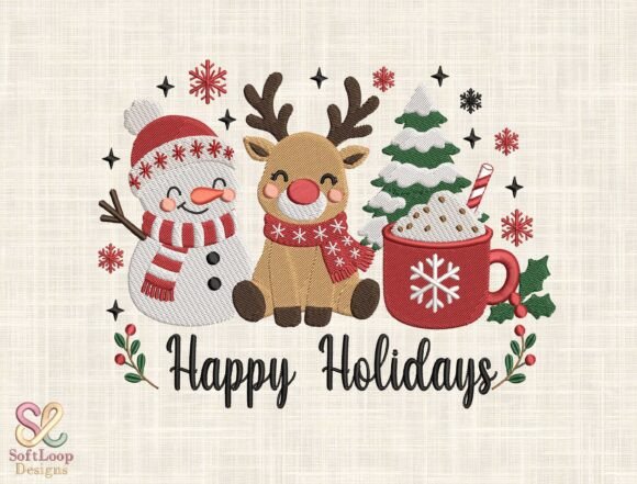 Christmas Happy Holidays Embroidery File