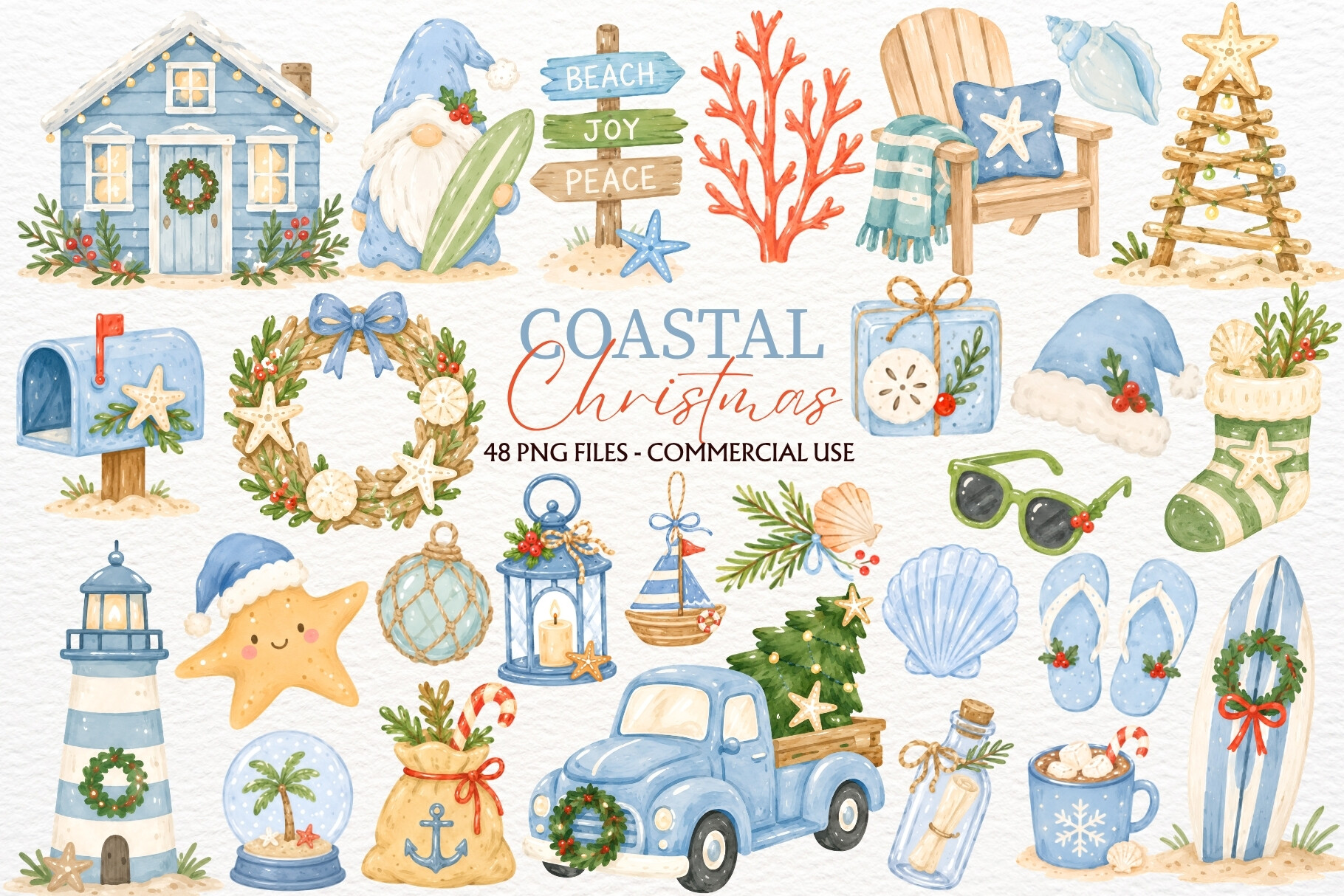 Coastal Christmas Clipart Winter Beach