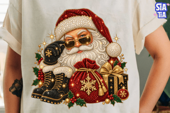 Cool Santa Claus Christmas PNG Tee