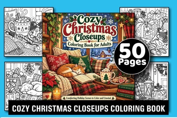 Cozy Christmas Closeups Coloring Book